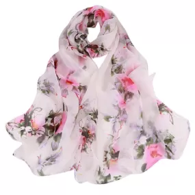 Women Fashion Peach Blossom Printing Soft Shawl Scarf