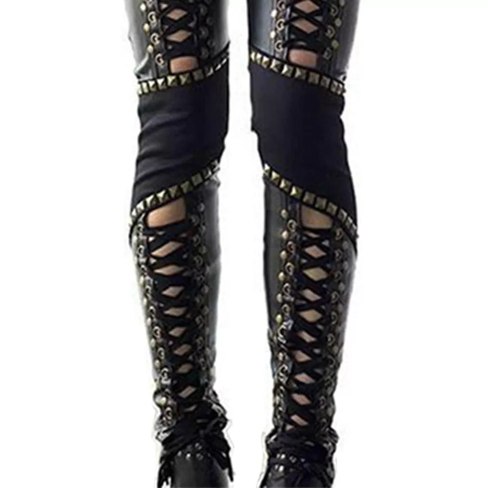 Women Pants Punk Rock Imitation Leather Pencil Pants