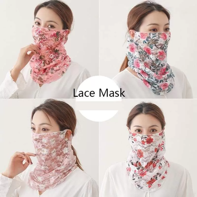 Women's Silk Face Scarves Neck Wrap Snood Hairband Head Kerchief Sunscreen