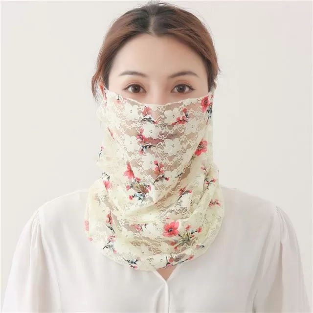 Women's Silk Face Scarves Neck Wrap Snood Hairband Head Kerchief Sunscreen