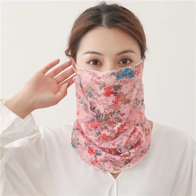 Women's Silk Face Scarves Neck Wrap Snood Hairband Head Kerchief Sunscreen