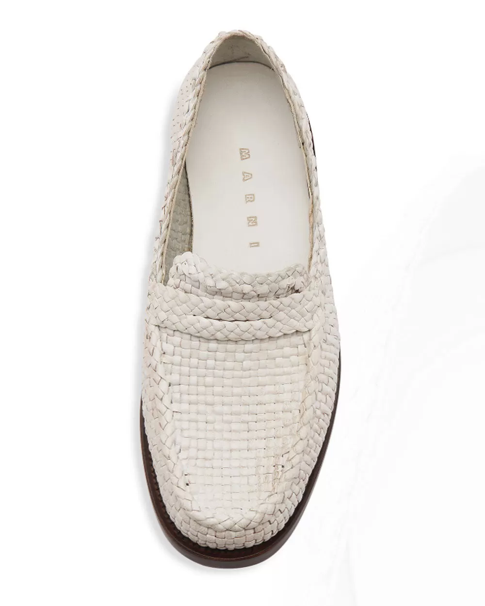 Woven Leather Loafer in White